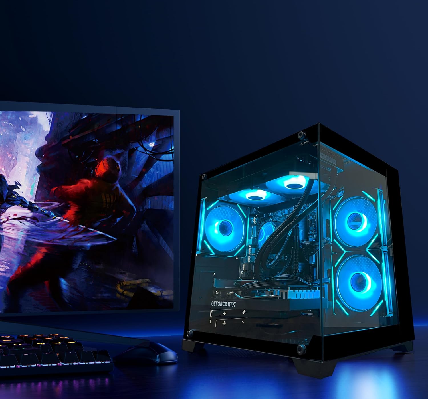 YAWYORE Gaming PC, AMD Ryzen 7 5700X, GeForce RTX 5060 Desktop Computer | 32GB DDR4 RAM, 1TB M.2 NVMe SSD,, ARGB Fans, WiFi+BT - Image 2