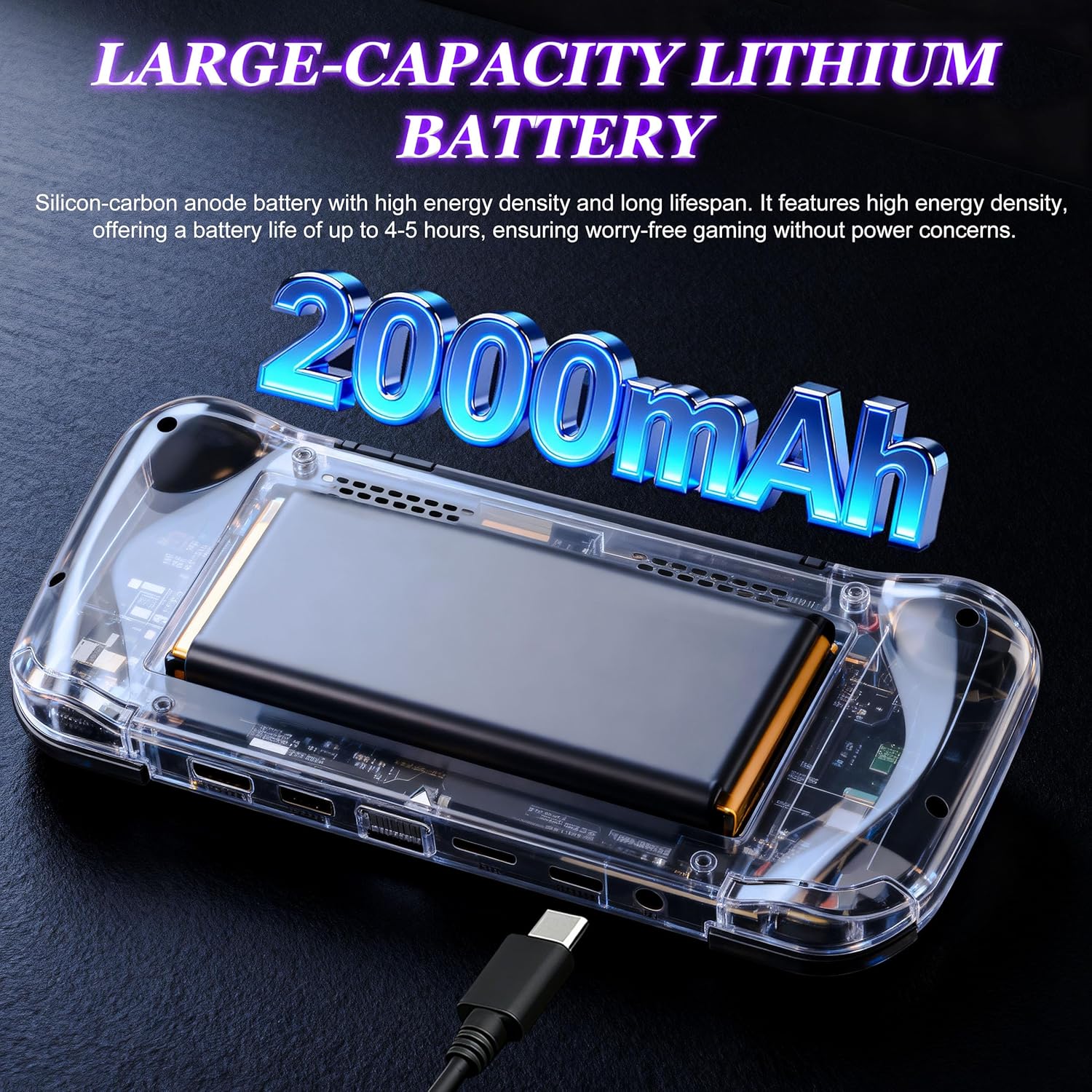 G28 Retro Handheld Game Console - 20,000+ Preloaded Retro Games, 4.3" IPS Screen, 64GB Expandable, Plug and Play Portable Retro Gaming Console with OTG, 2000mAh Battery (Black) - Image 5
