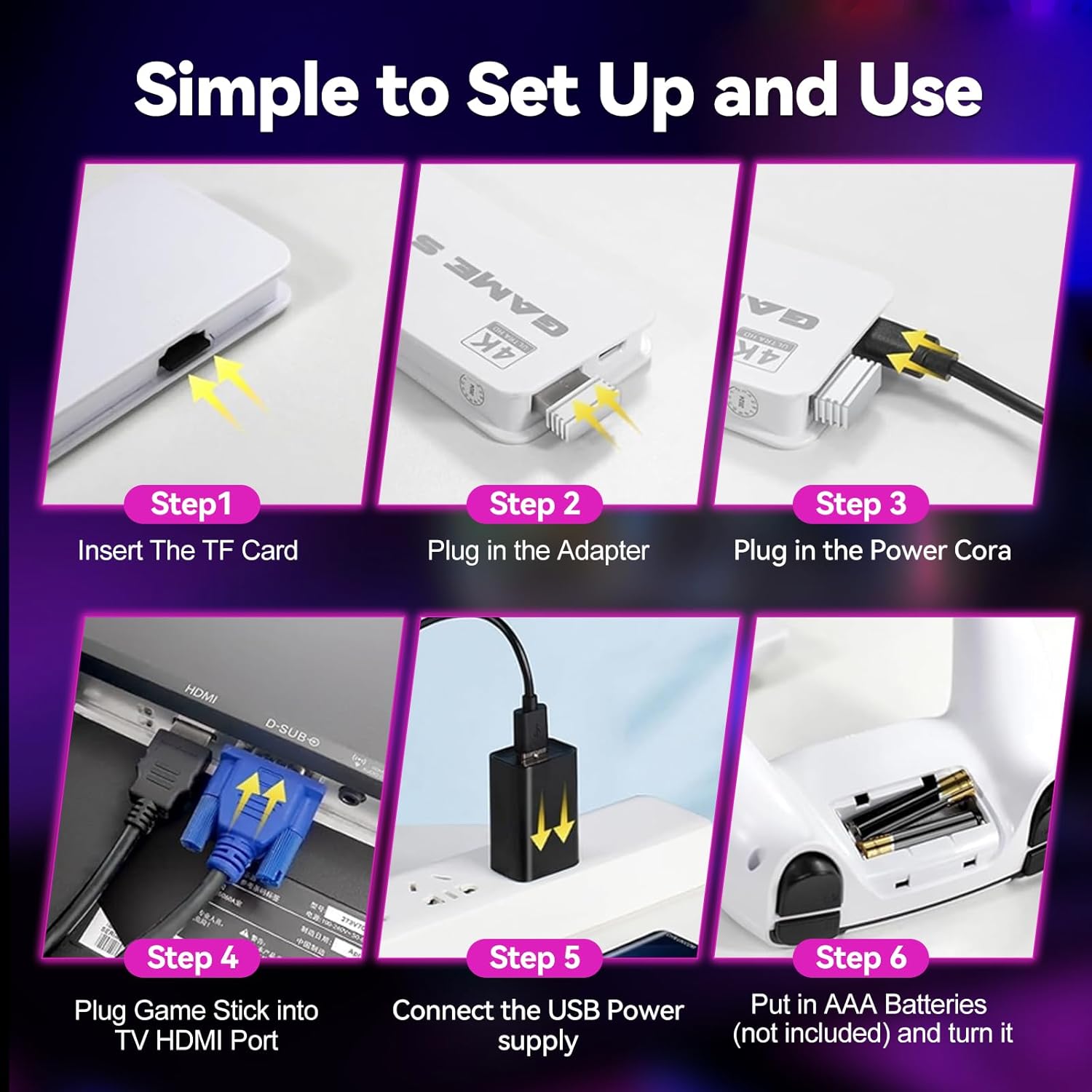 2025 Upgraded Retro Gaming Console, 4K HDMI Video Game Consoles with 40,000+ Games & 23 Emulators, Plug and Play Video Gaming Stick (128G) - Image 3