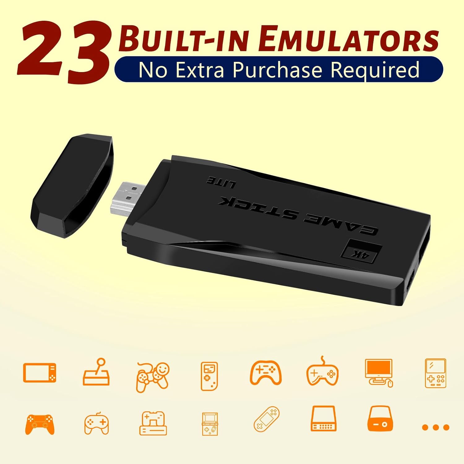 HRYYDS 2026 Retro Gaming Console Pro 4K HDMI with 40,000+ Built-in Classic Video Games - Plug & Play Game Stick for TV with 2 Wireless Controllers | 23 Emulator Support 64GB - Image 2